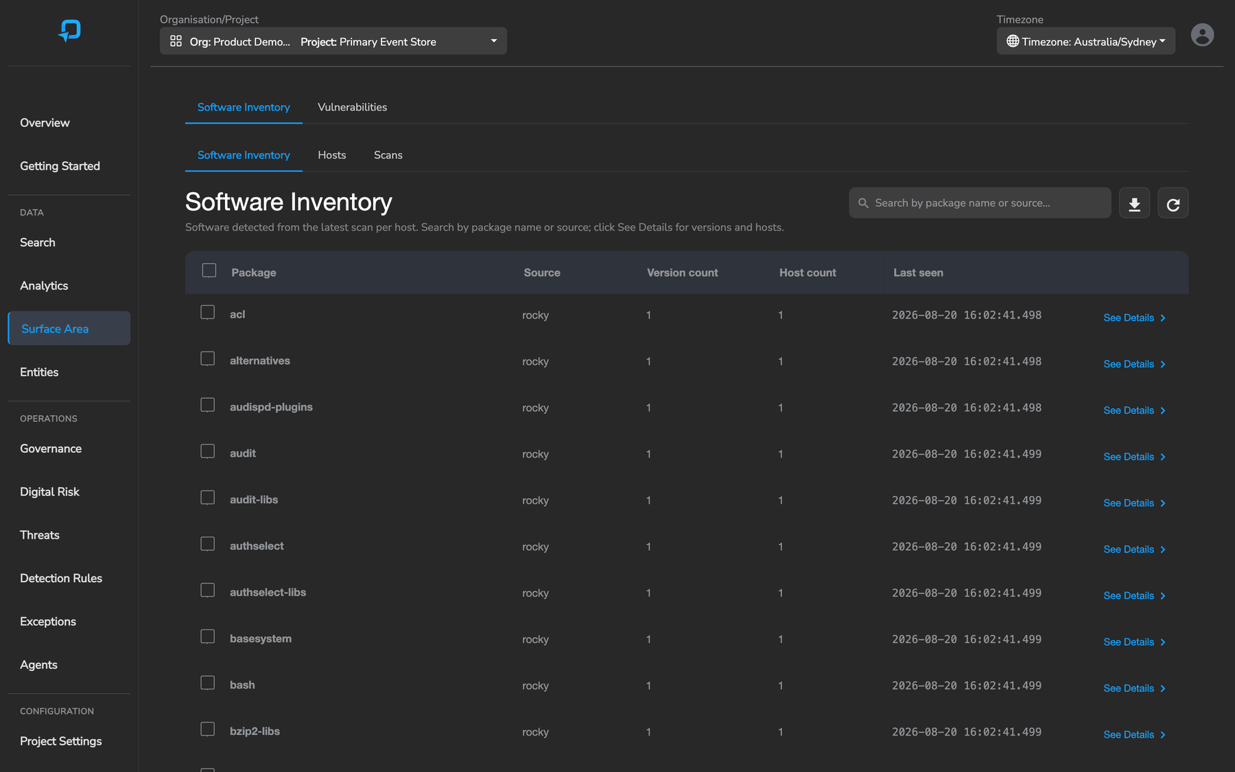 Surface Area - Software Inventory